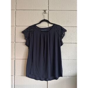 NWT Drapers James Lace Popover Short Sleeve Drapey Blouse size L